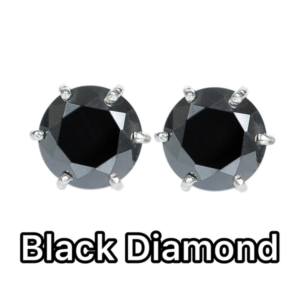 NWT 925 STERLING SILVER & 4.08 Ct  NATURAL JET BLACK DIAMOND STUDS EARRINGS